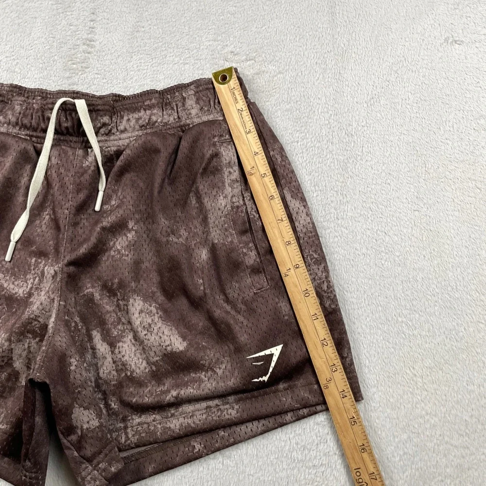 Gymshark Gym Shorts Mens Small Brown Tie Dye Lifting Club Mesh Athletic Camo 5